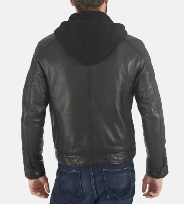 Jacobstowe black leather hoodie