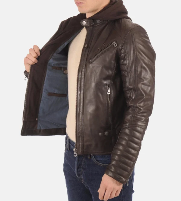 Kirill Brown Genuine Leather Jacket for Men - Image 3