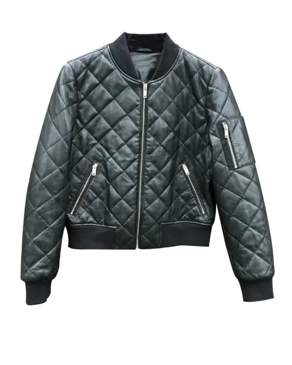 Womens Leather Quilted Black Jacket