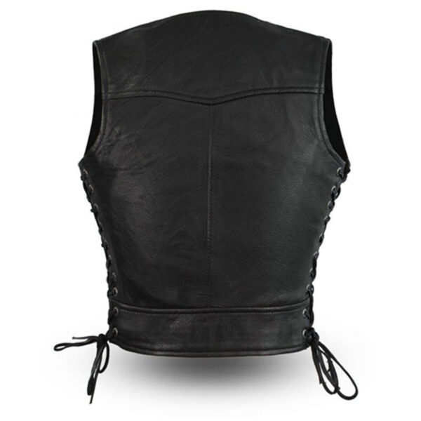 Ladies black leather riding vest