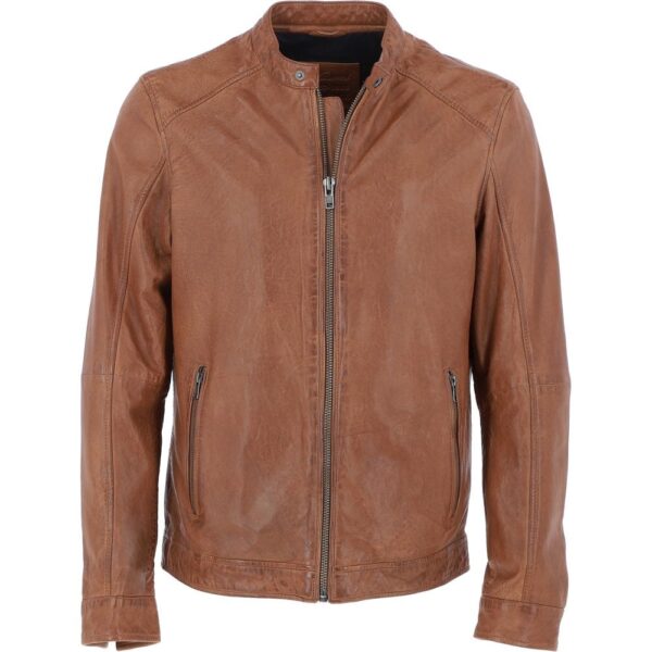 Cognac Mens Leather Biker Jacket