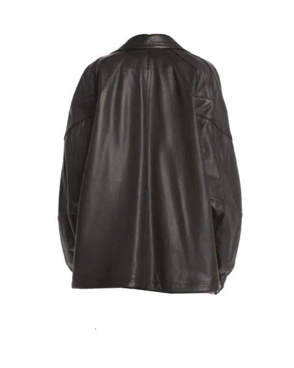 Leather bomber jacket for women oversized