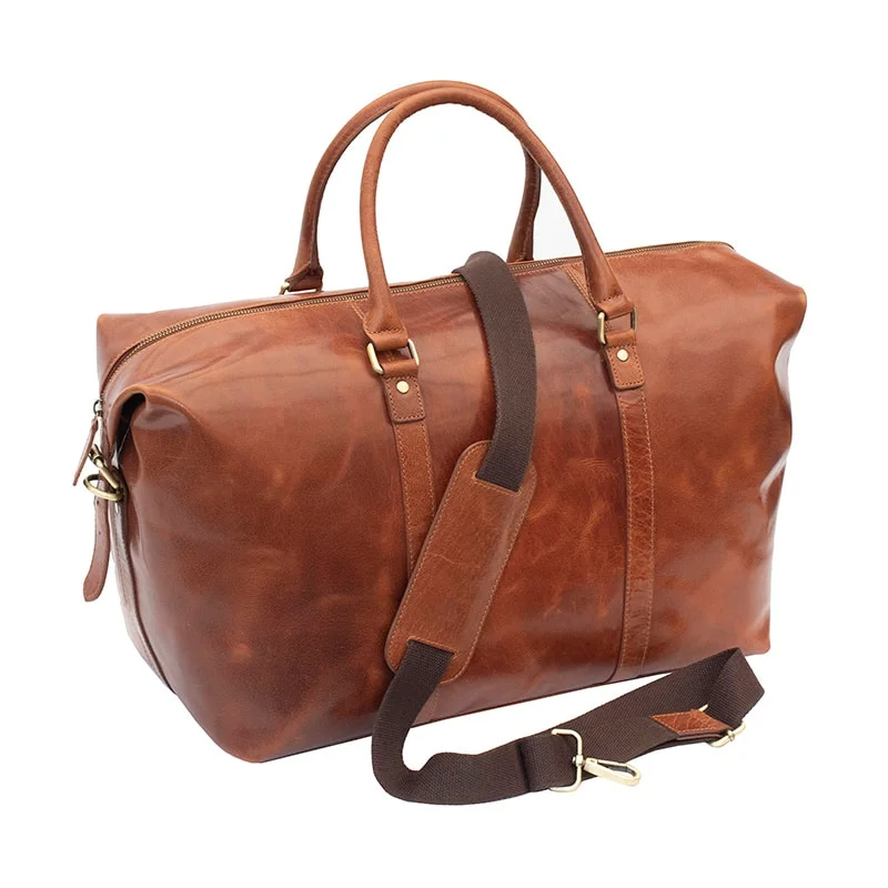 Austin Buff Leather Travel Duffel Bag