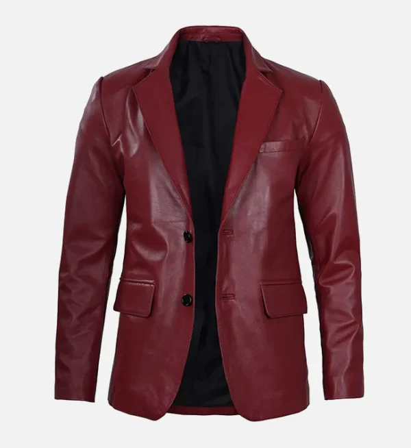 Maroon color leather jacket men