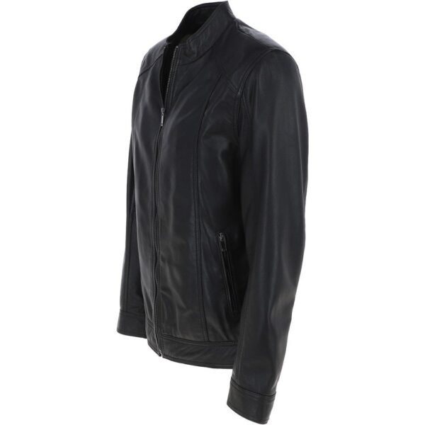 Mens Biker Jacket Black Leather