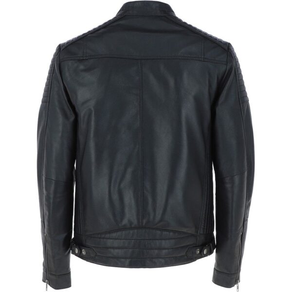 Mens Biker Leather Jacket Black