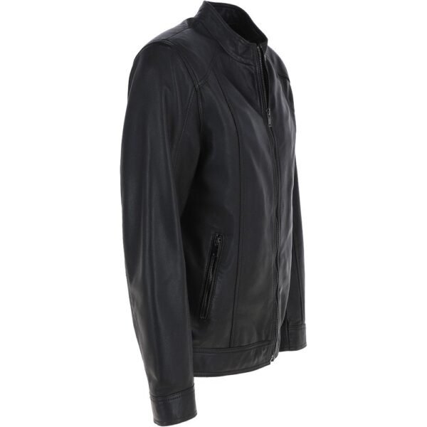 Mens Black Leather Biker Style Jacket