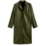 Military Green Leather Coat For Men
