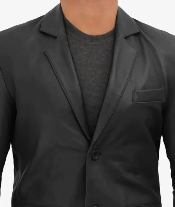 Mens black leather coat