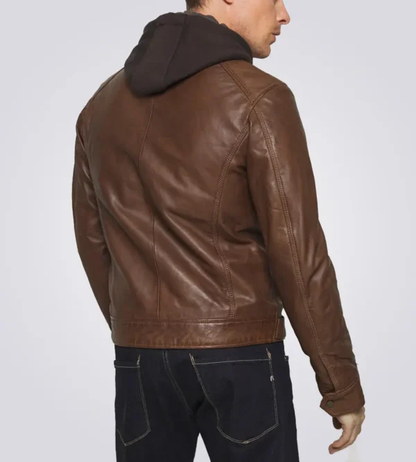 Mens brown biker leather jacket