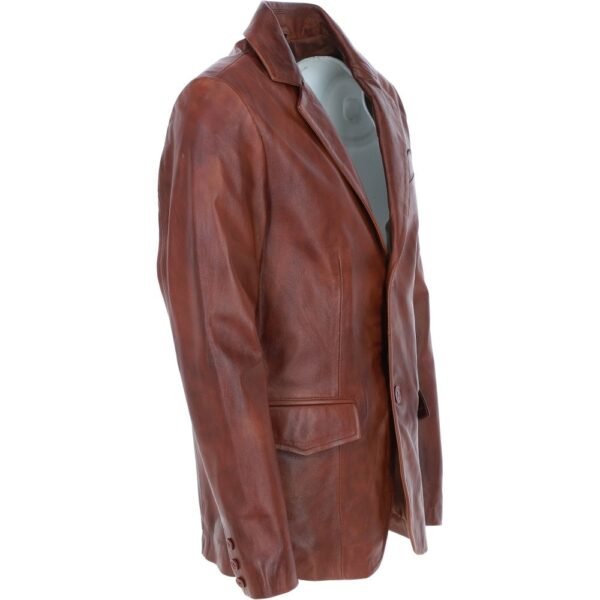 Mens brown leather blazer classic