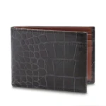 Small Bifold Crocodile Leather Wallet – Vintage Style