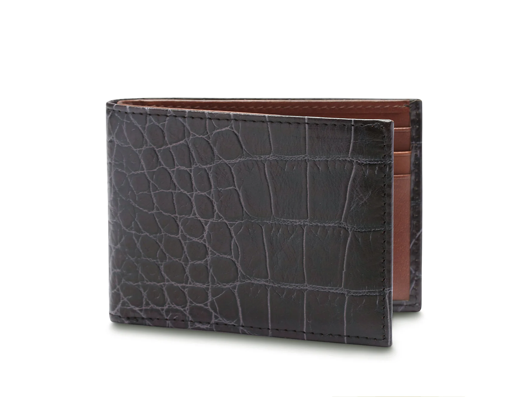 Small Bifold Crocodile Leather Wallet – Vintage Style