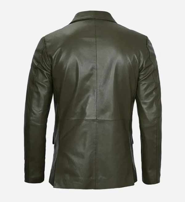 Mens green leather blazer jacket