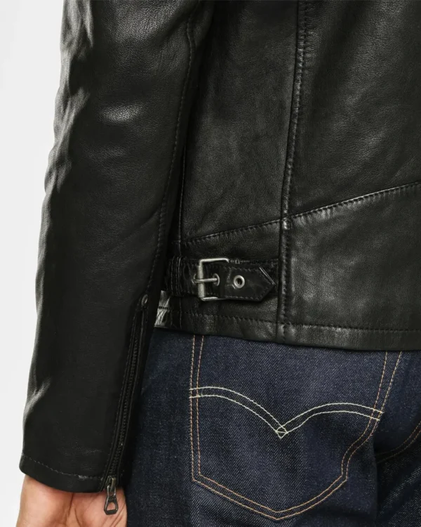 Mens hooded leather outerwear