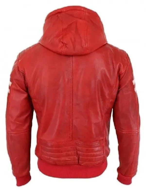 Classic Red Mens Bomber Hooded Jacket