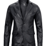 Real Lambskin Black Leather Blazer Jacket