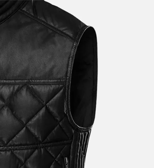 Mens leather quilted vest