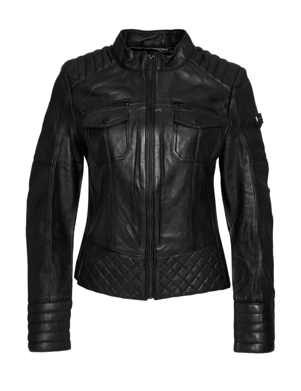 Midnight Black Racer Leather Jacket Modern Elegance