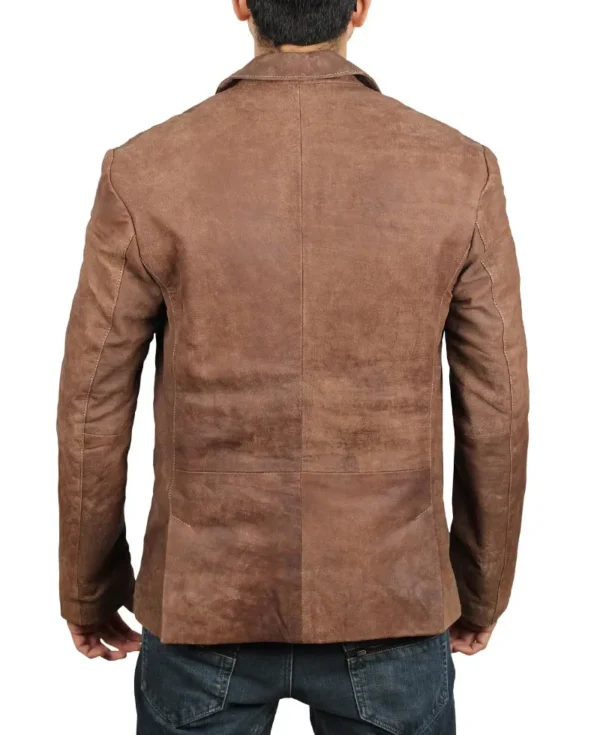 Mens suede leather jacket brown