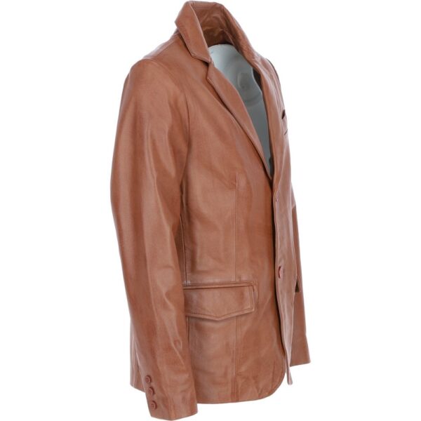 Mens tan leather blazer classic