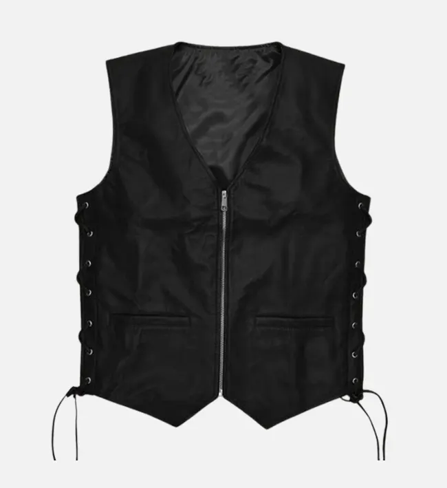 Urban Rogue Black Biker Vest For Mens