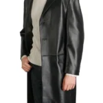 Modern Cowhide Leather Walking Long Coat