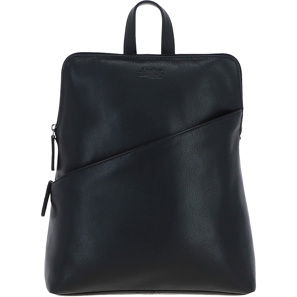 Real Leather Backpack with Multiple Pockets Black