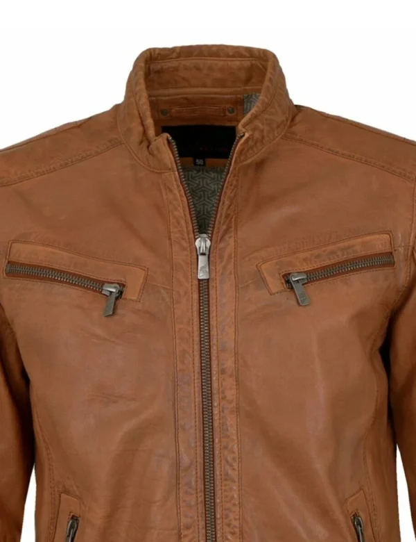 Multi-pocket leather jacket