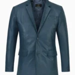 Classic Regal Sapphire Navy Leather Blazer