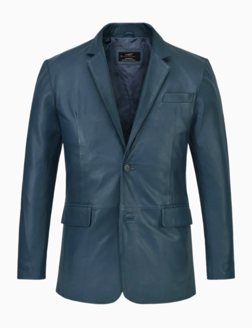 Classic Regal Sapphire Navy Leather Blazer