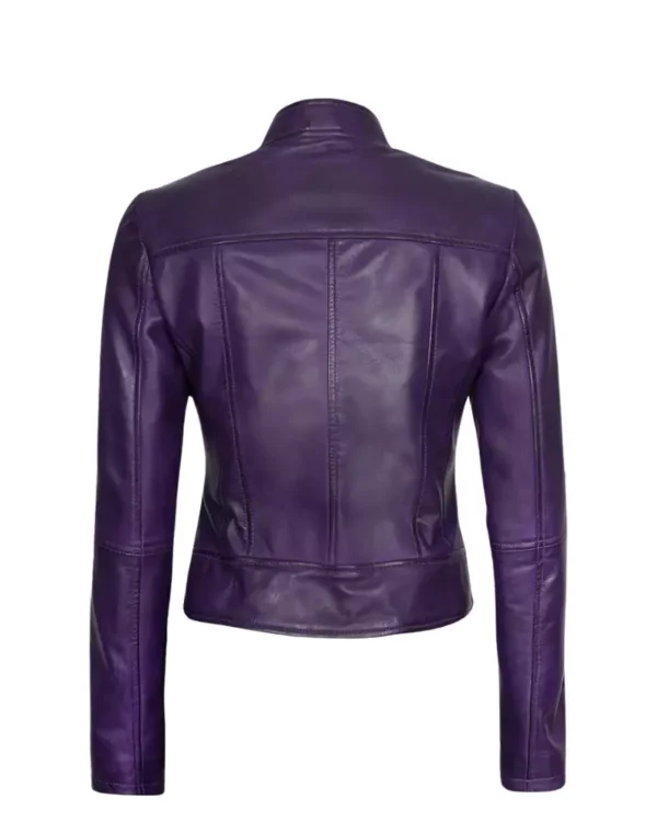 Purple slim fit leather jacket