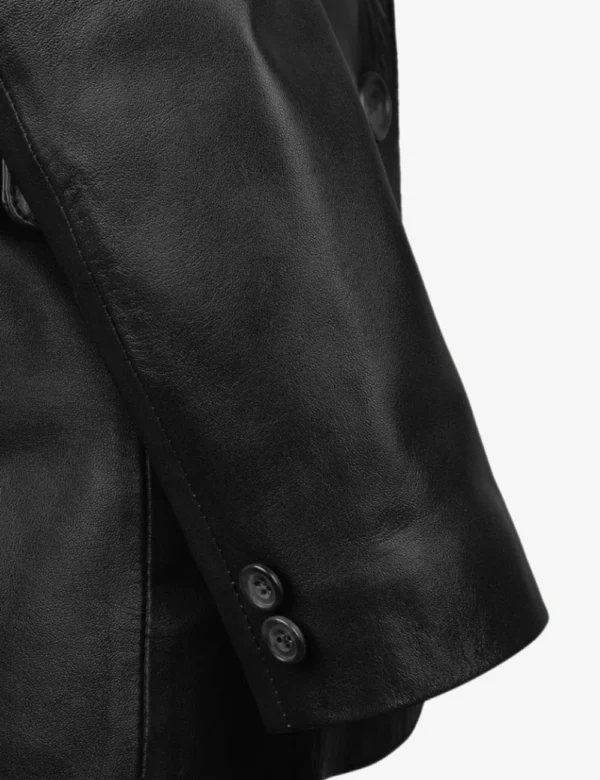 Quilted black leather blazer men