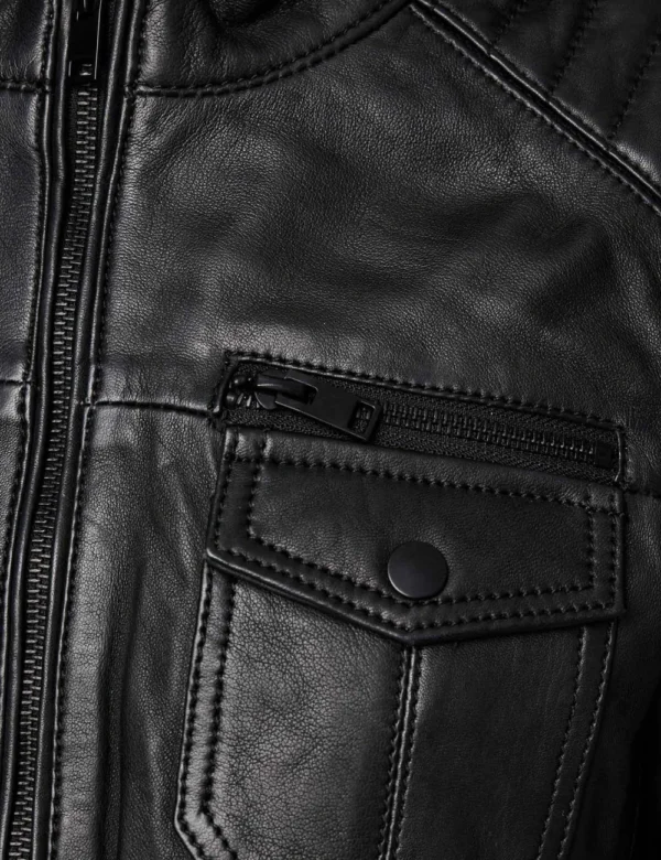Racer style leather jacket
