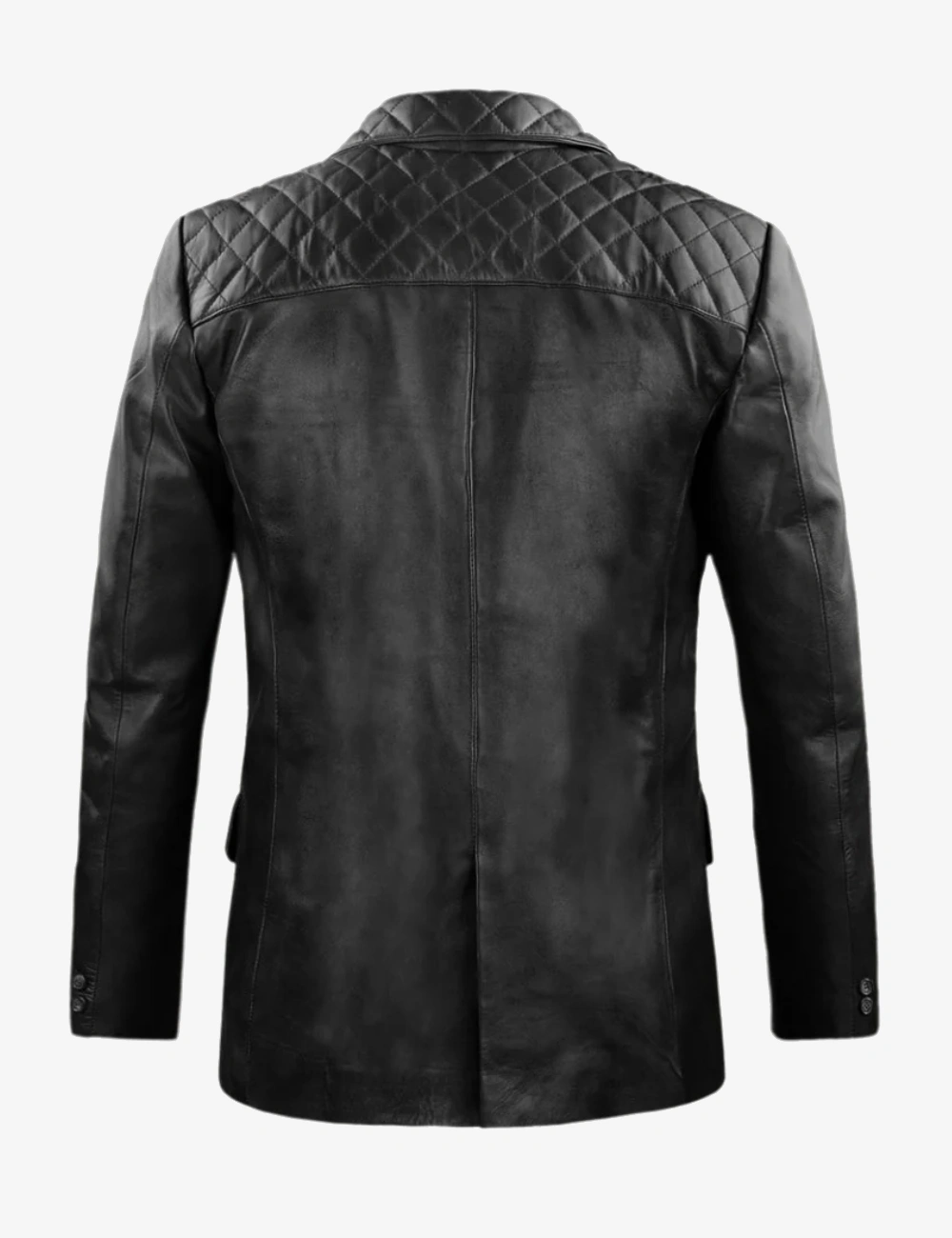 Full Black Quilted Modern Radaron Leather Blazer