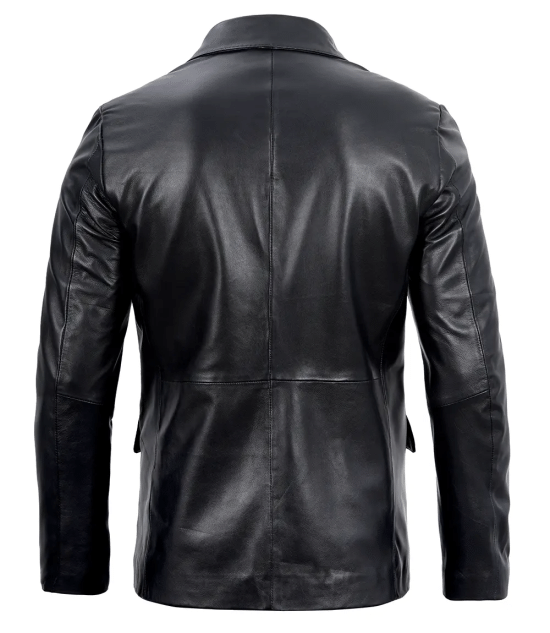 Real Lambskin Black Leather Blazer Jacket