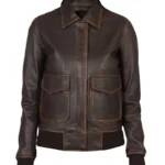 Women A-2 Brown Motorcycle Leather Jacket