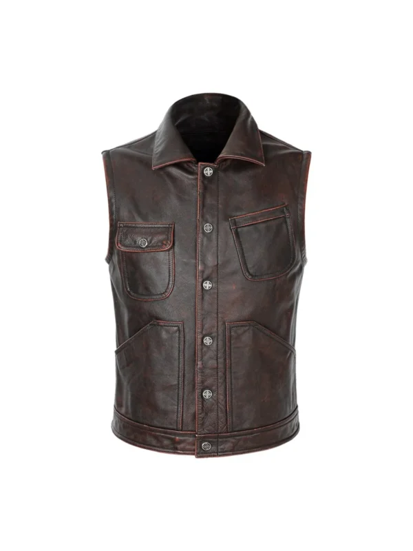 Genuine Cowhide Mens Biker Vest