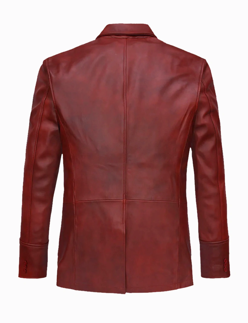 Bold Vintage Red Classic Real Leather Blazer