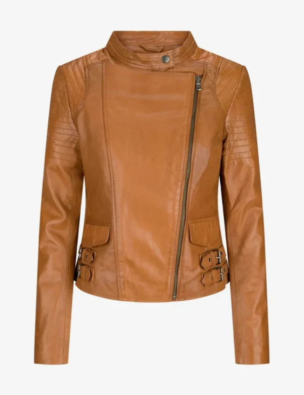 Cafe Racer Leather Biker Jacket Womens