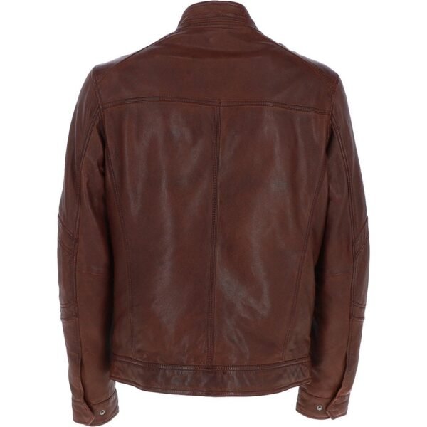 Red Brown Leather Biker Jacket for Men
