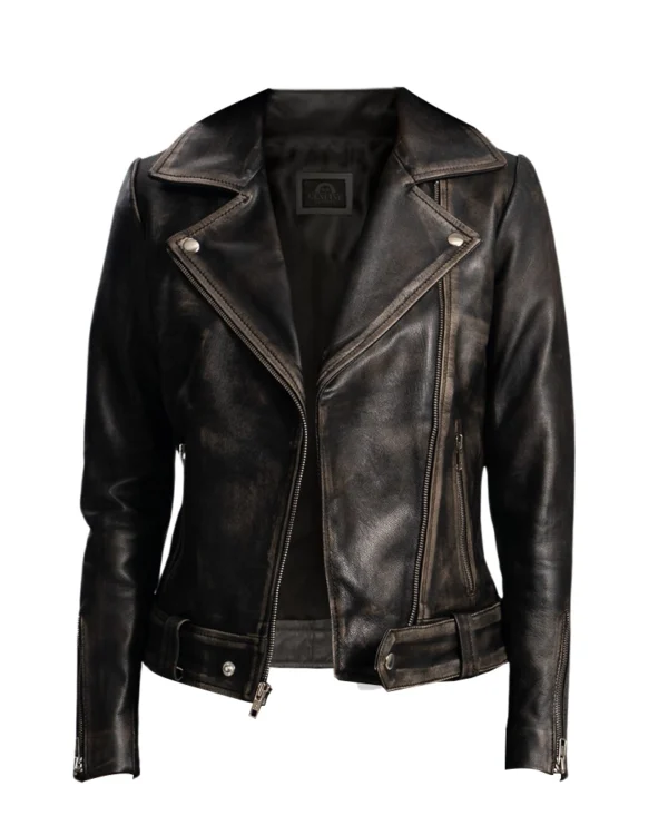 Women Rumy Distressed Motorcycle Jacket