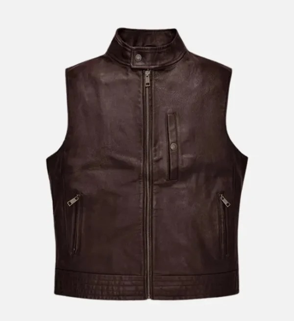 Road shaper Leather Vest For Mens