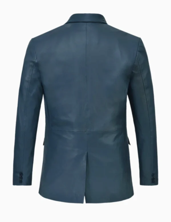 Sapphire blue leather blazer men