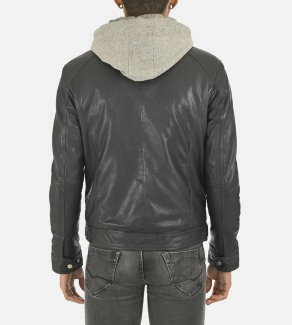 Shaldon mens leather hoodie jacket