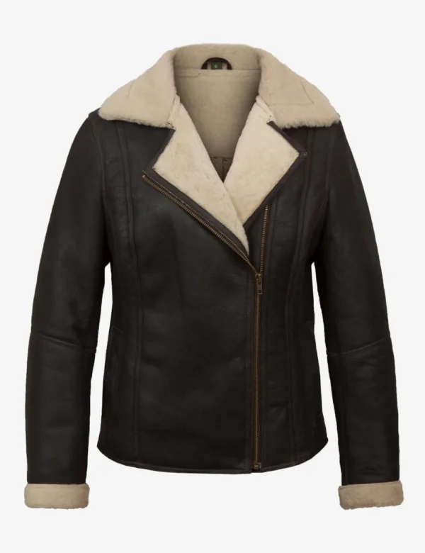 Brown Sheepskin Aviator Jacket Womens Exclusive