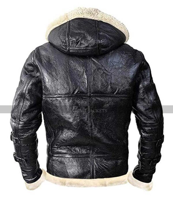 Shearling hooded bomber jacket