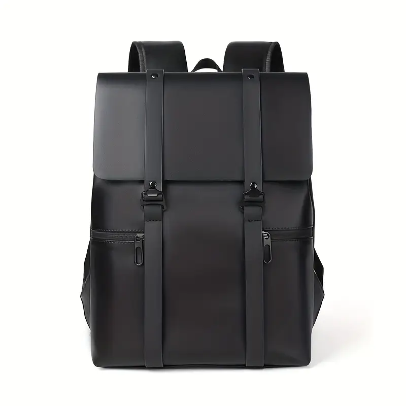 Business Backpack in Black Faux Leather