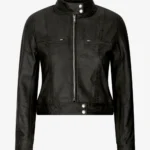 Noir Fury Womens Leather Cafe Racer Jacket