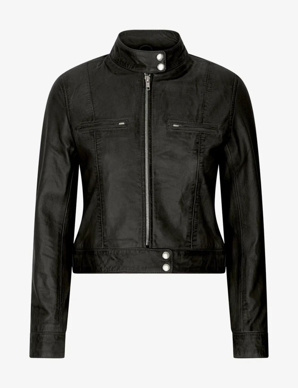 Noir Fury Womens Leather Cafe Racer Jacket